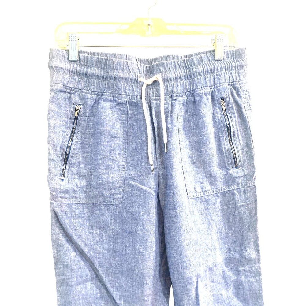 NWOT Athleta Chambray Blue Linen Cabo Jogger Pants 8 Relax Fit MSRP$89 Beach - Picture 4 of 13